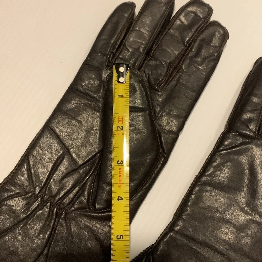 DARK Brown Leather Gloves with Lining Size M